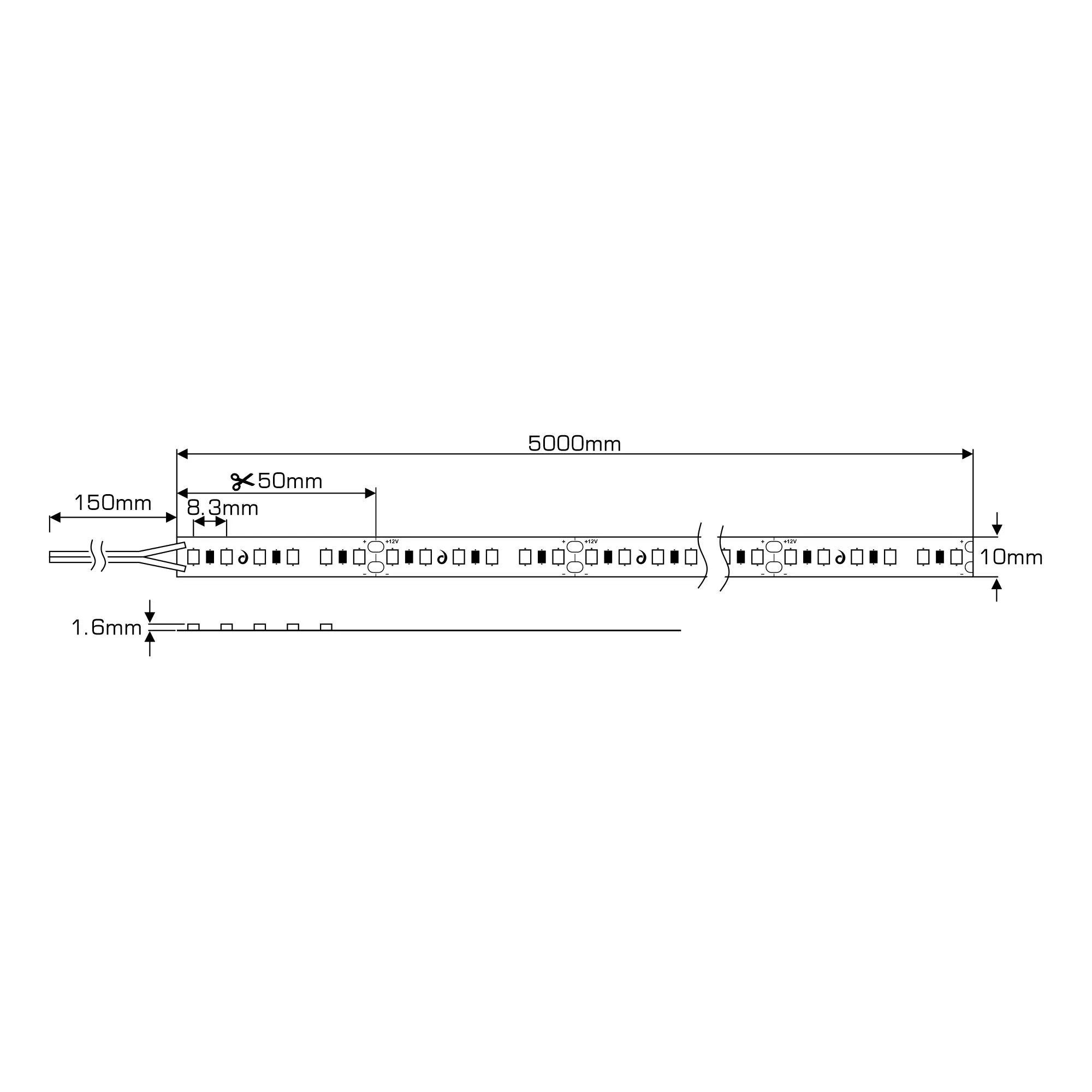 DX700112  Axios Premium, 5mx10mm 24V 72W LED Strip/3M VHB 1300lm/m 6500K IP20